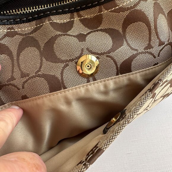 Y2K Coach Bleeker Hobo 11431, Black Tan Signature Canvas Shoulder Bag - Picture 15 of 16